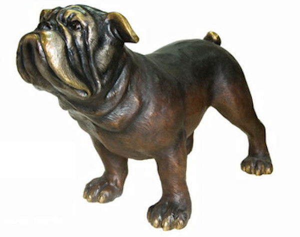 Bronze Bulldog Statue Garden Mascot Sculpture Outdoor Memorial